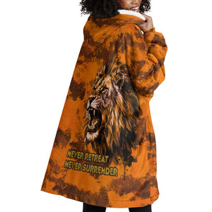 Shaka Zulu Wearable Blanket Hoodie Warrior Fiery Roaring Lion - Never Retreat Never Surrender African Strength and Courage - African Pride