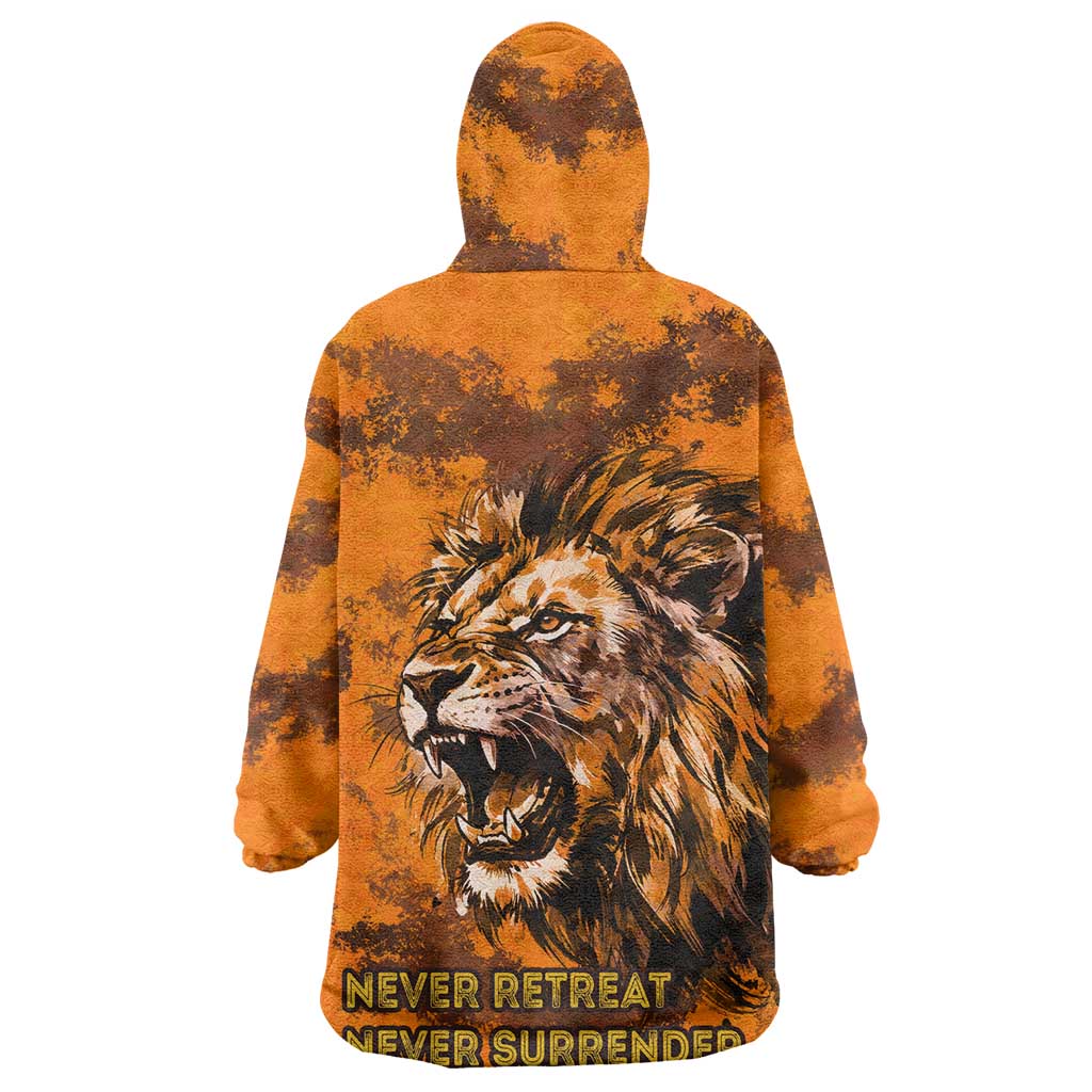 Shaka Zulu Wearable Blanket Hoodie Warrior Fiery Roaring Lion - Never Retreat Never Surrender African Strength and Courage - African Pride