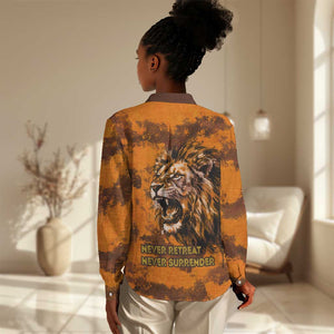 Shaka Zulu Women Casual Shirt Warrior Fiery Roaring Lion - Never Retreat Never Surrender African Strength and Courage - African Pride