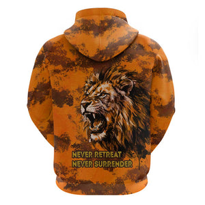 Shaka Zulu Zip Hoodie Warrior Fiery Roaring Lion - Never Retreat Never Surrender African Strength and Courage - African Pride