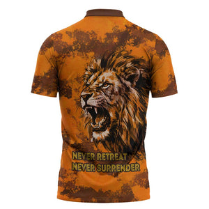 Shaka Zulu Zipper Polo Shirt Warrior Fiery Roaring Lion - Never Retreat Never Surrender African Strength and Courage - African Pride