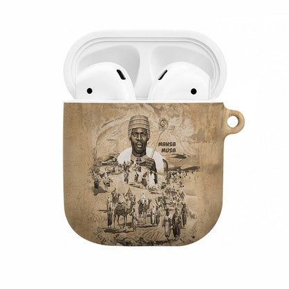 Mansa Musa AirPods Case Sepia Map Historic Pilgrimage Empire Expedition 1324 African Royalty Legacy - African Pride