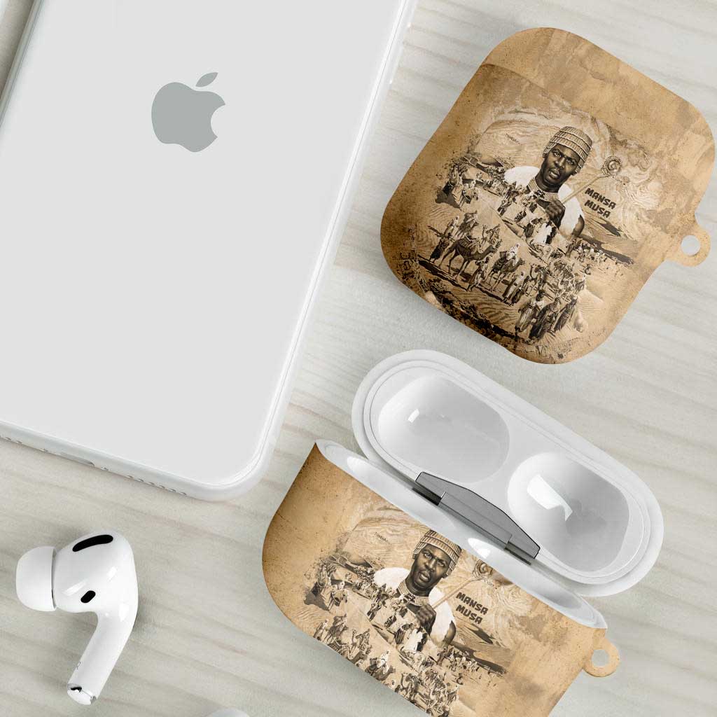 Mansa Musa AirPods Case Sepia Map Historic Pilgrimage Empire Expedition 1324 African Royalty Legacy - African Pride