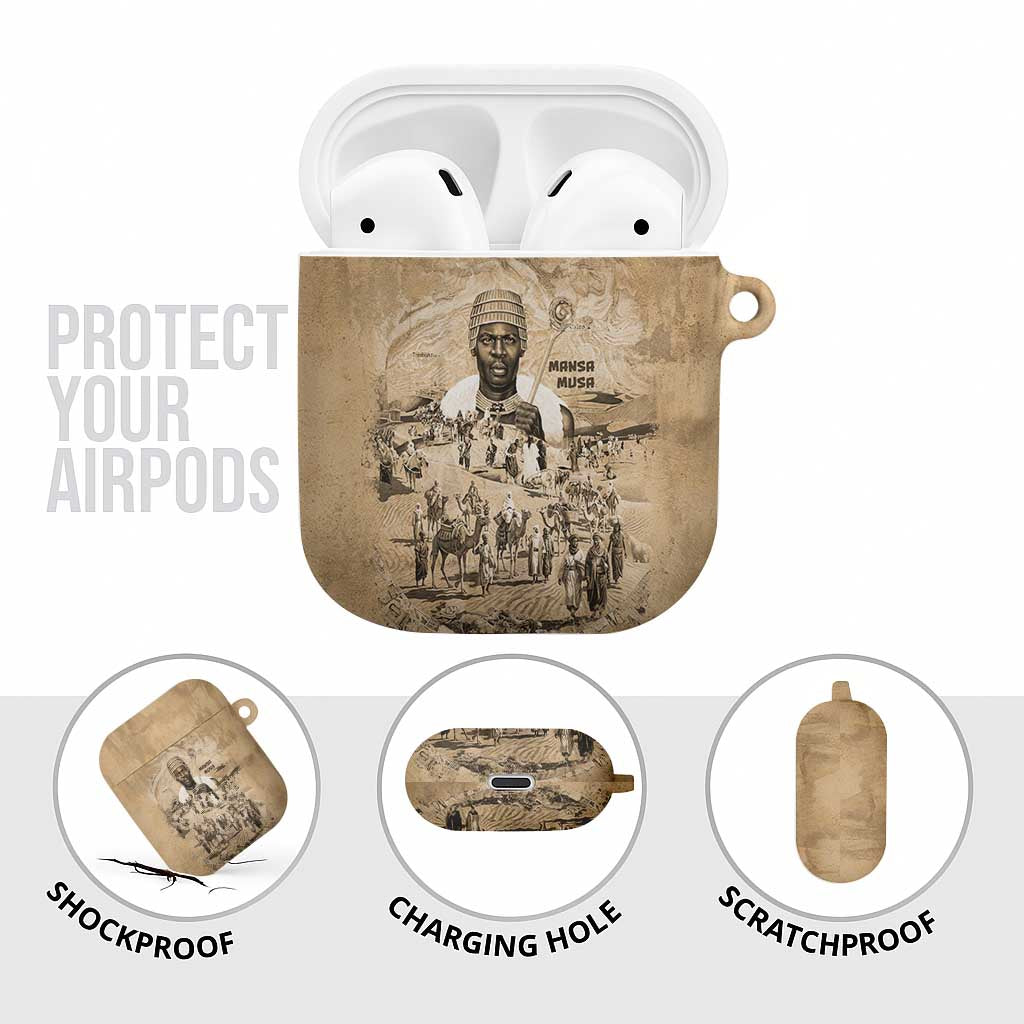 Mansa Musa AirPods Case Sepia Map Historic Pilgrimage Empire Expedition 1324 African Royalty Legacy - African Pride
