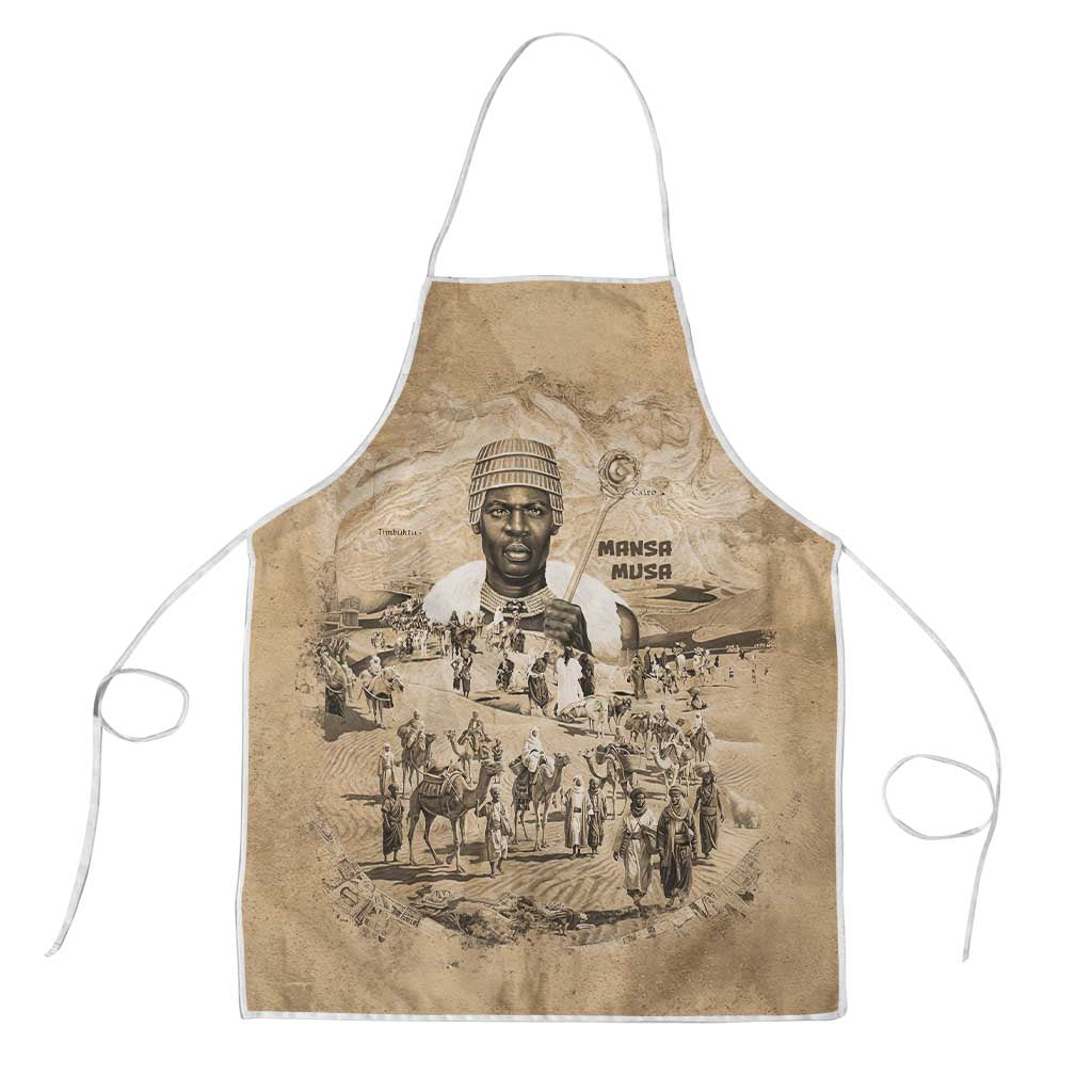 Mansa Musa Apron Sepia Map Historic Pilgrimage Empire Expedition 1324 African Royalty Legacy - African Pride