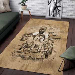 Mansa Musa Area Rug Sepia Map Historic Pilgrimage Empire Expedition 1324 African Royalty Legacy - African Pride