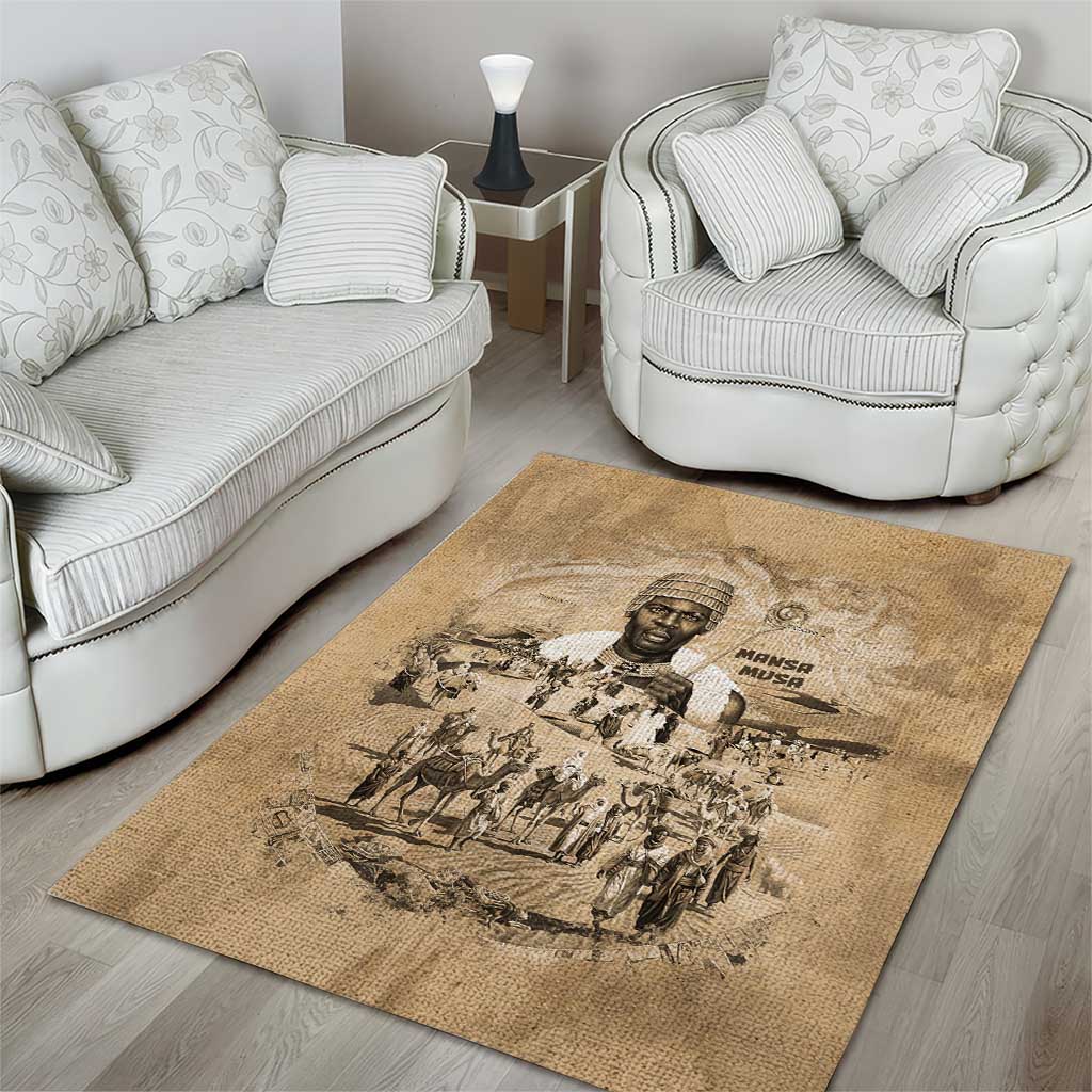 Mansa Musa Area Rug Sepia Map Historic Pilgrimage Empire Expedition 1324 African Royalty Legacy - African Pride