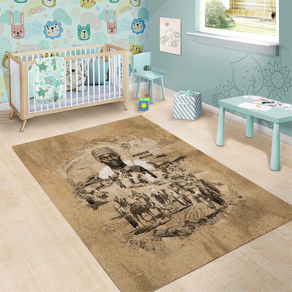 Mansa Musa Area Rug Sepia Map Historic Pilgrimage Empire Expedition 1324 African Royalty Legacy - African Pride
