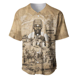 Mansa Musa Baseball Jersey Sepia Map Historic Pilgrimage Empire Expedition 1324 African Royalty Legacy - African Pride