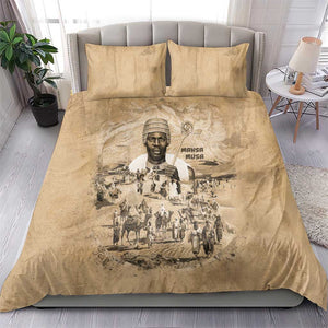 Mansa Musa Bedding Set Sepia Map Historic Pilgrimage Empire Expedition 1324 African Royalty Legacy - African Pride