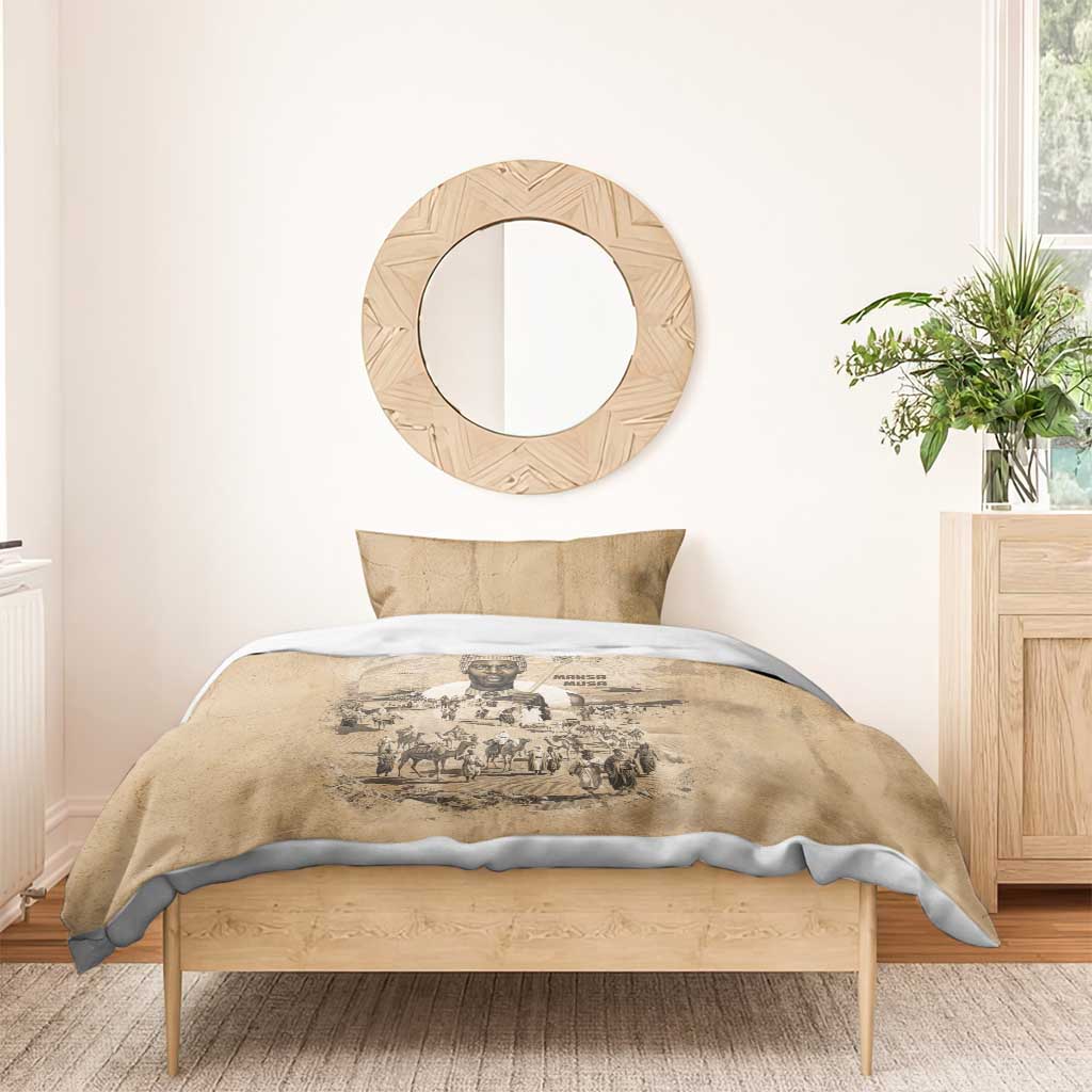 Mansa Musa Bedding Set Sepia Map Historic Pilgrimage Empire Expedition 1324 African Royalty Legacy - African Pride