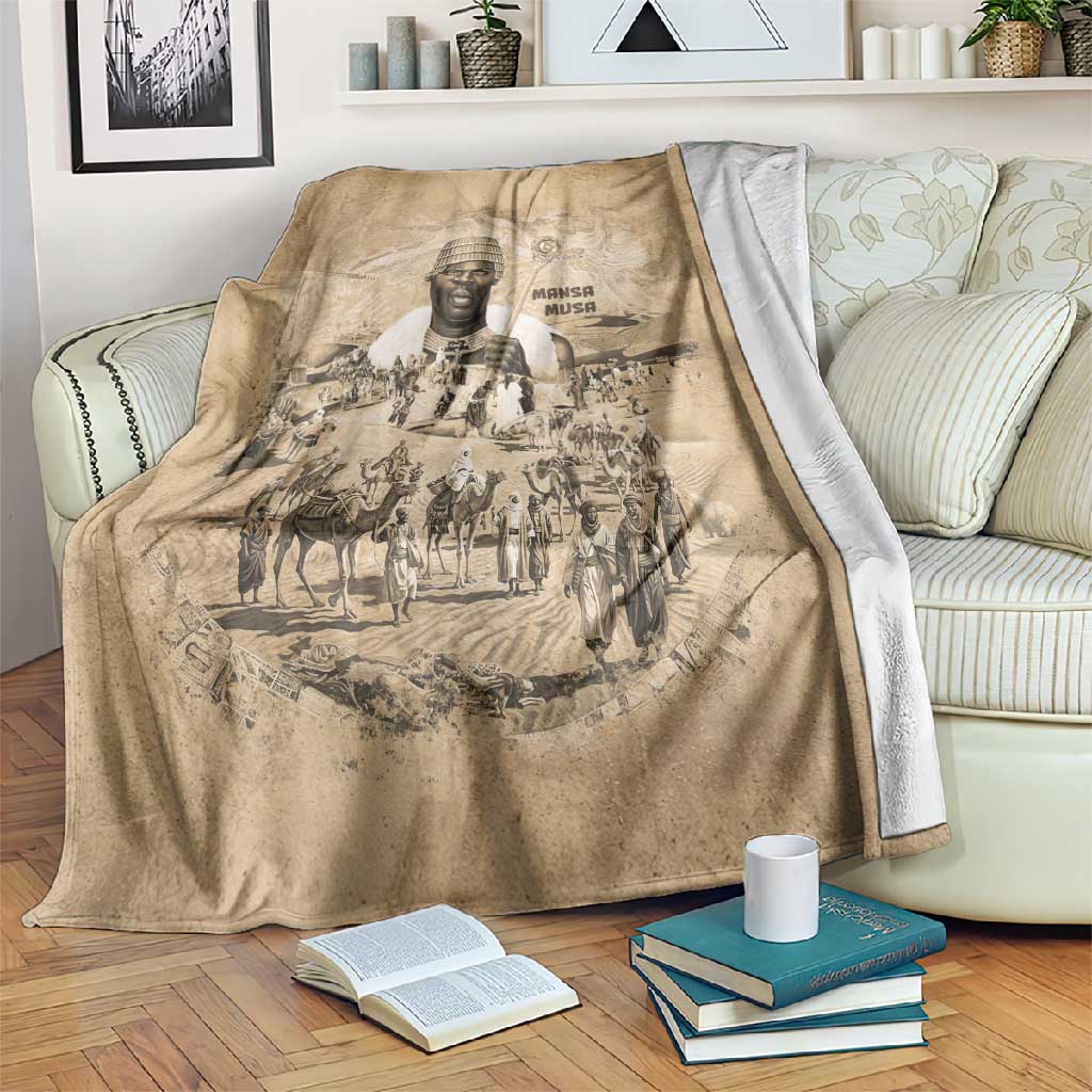 Mansa Musa Blanket Sepia Map Historic Pilgrimage Empire Expedition 1324 African Royalty Legacy - African Pride