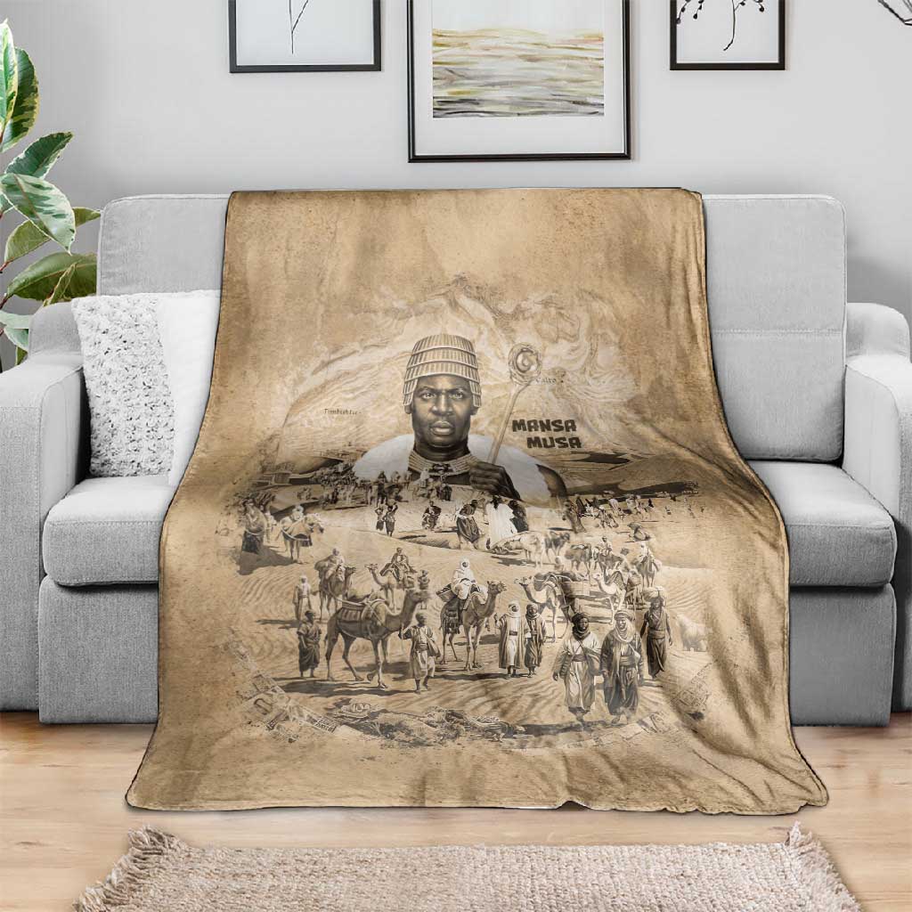 Mansa Musa Blanket Sepia Map Historic Pilgrimage Empire Expedition 1324 African Royalty Legacy - African Pride