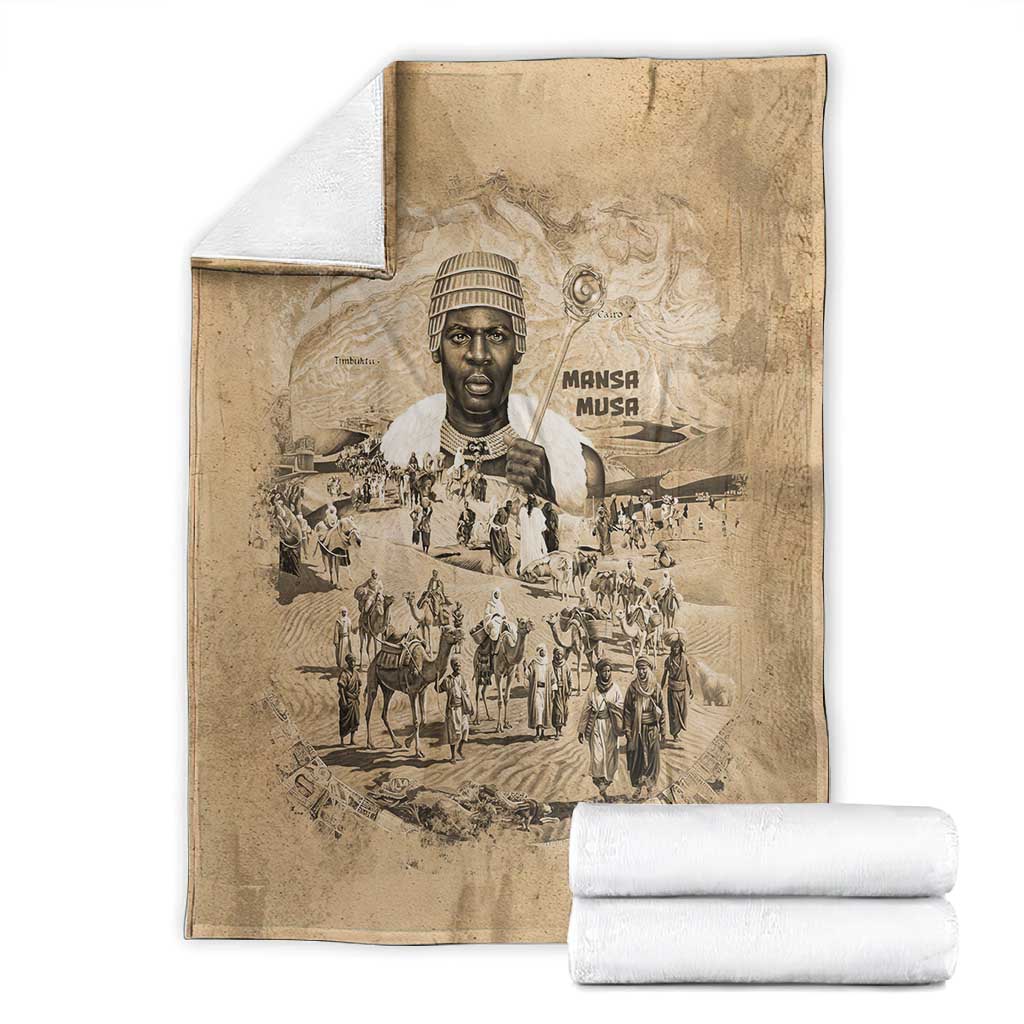 Mansa Musa Blanket Sepia Map Historic Pilgrimage Empire Expedition 1324 African Royalty Legacy - African Pride