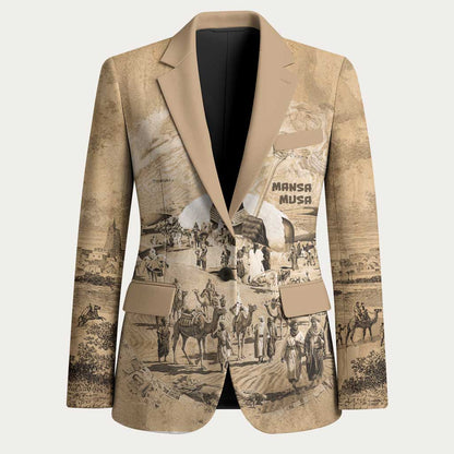 Mansa Musa Blazer Sepia Map Historic Pilgrimage Empire Expedition 1324 African Royalty Legacy - African Pride