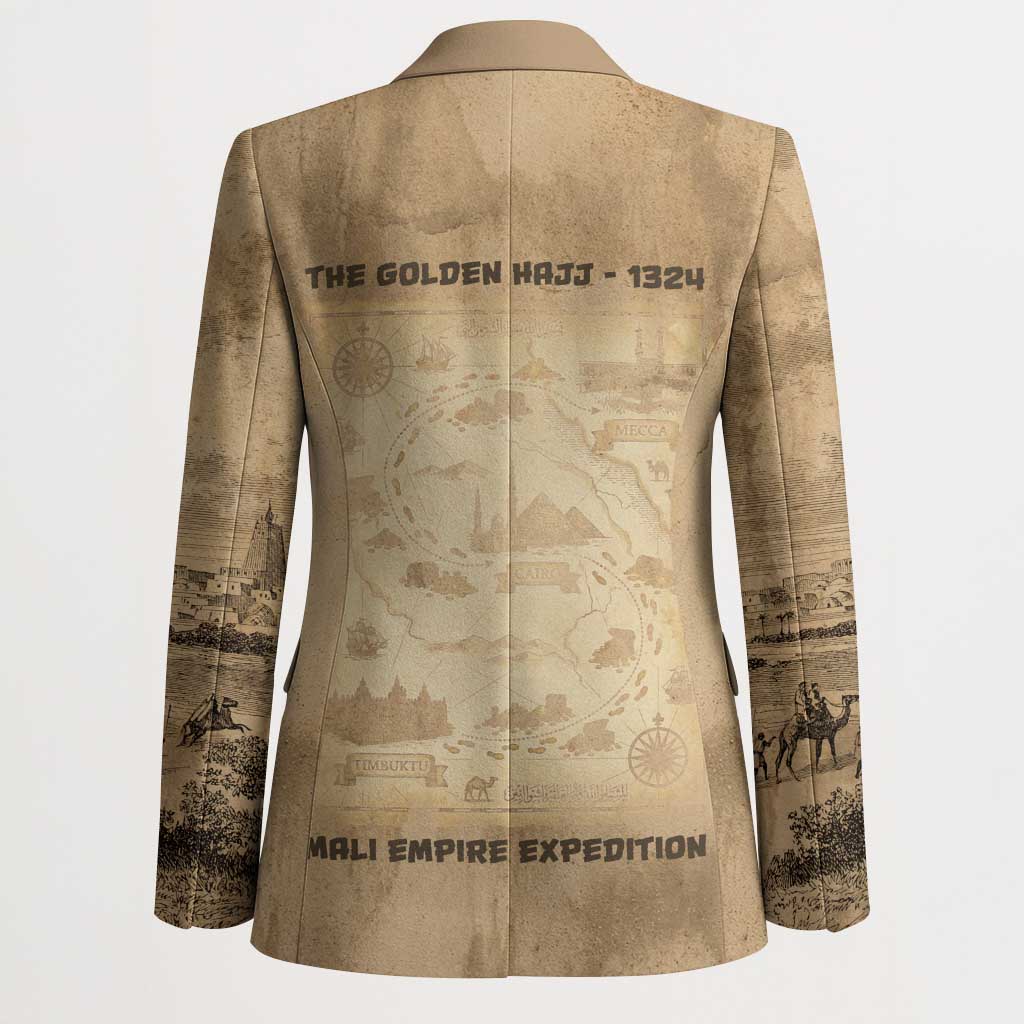 Mansa Musa Blazer Sepia Map Historic Pilgrimage Empire Expedition 1324 African Royalty Legacy - African Pride