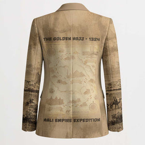 Mansa Musa Blazer Sepia Map Historic Pilgrimage Empire Expedition 1324 African Royalty Legacy - African Pride