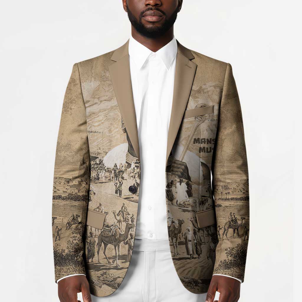 Mansa Musa Blazer Sepia Map Historic Pilgrimage Empire Expedition 1324 African Royalty Legacy - African Pride