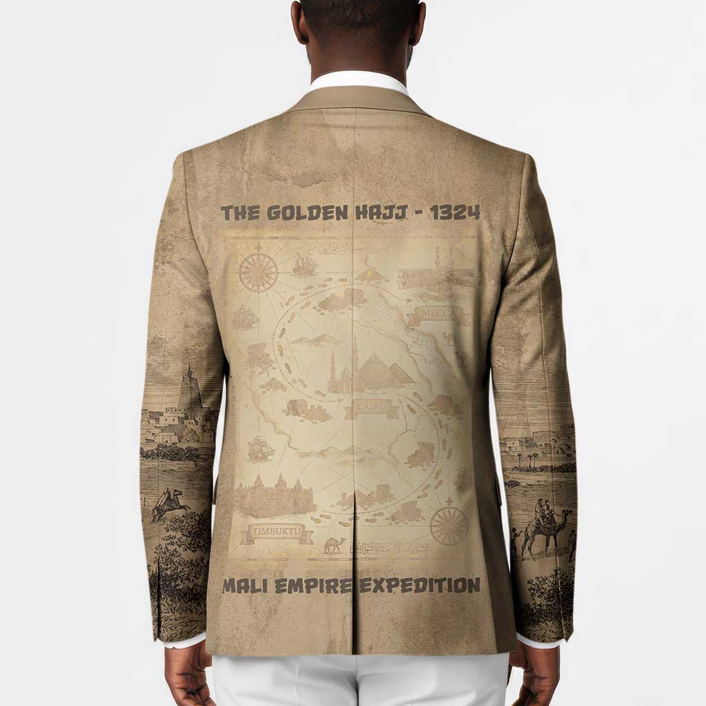 Mansa Musa Blazer Sepia Map Historic Pilgrimage Empire Expedition 1324 African Royalty Legacy - African Pride