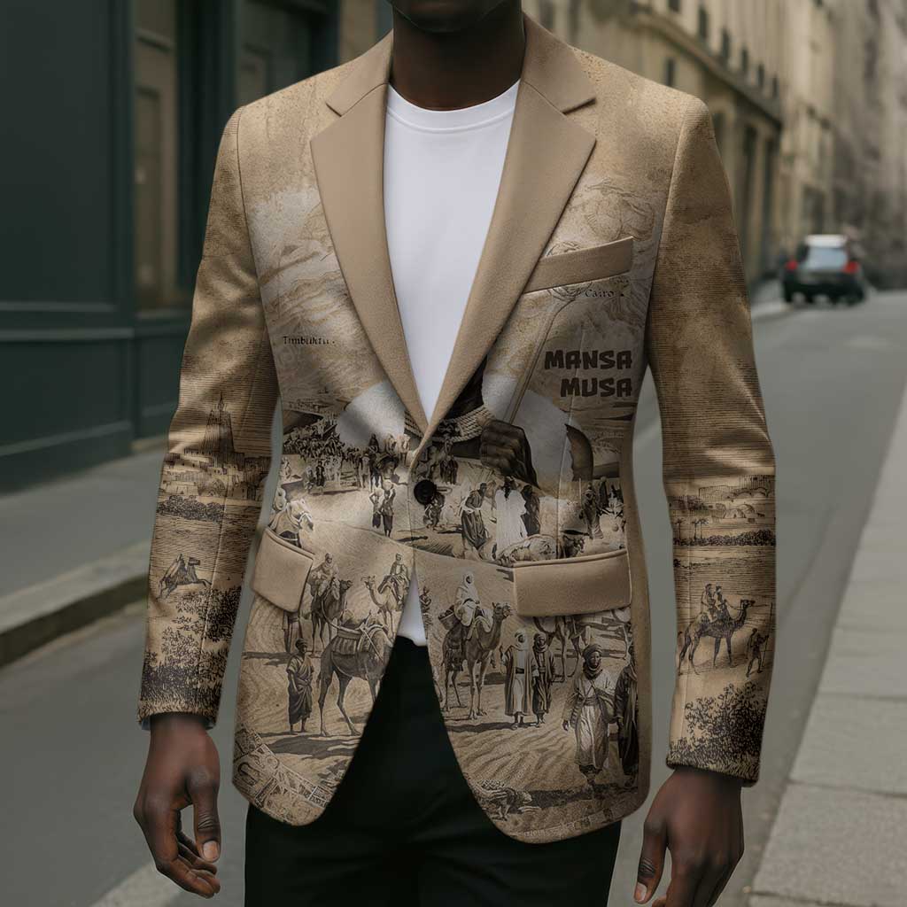 Mansa Musa Blazer Sepia Map Historic Pilgrimage Empire Expedition 1324 African Royalty Legacy - African Pride