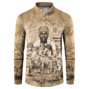 Mansa Musa Button Sweatshirt Sepia Map Historic Pilgrimage Empire Expedition 1324 African Royalty Legacy