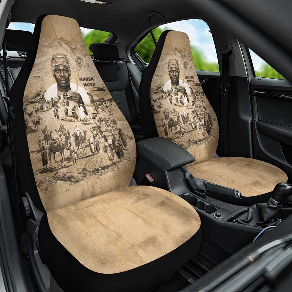 Mansa Musa Car Seat Cover Sepia Map Historic Pilgrimage Empire Expedition 1324 African Royalty Legacy - African Pride