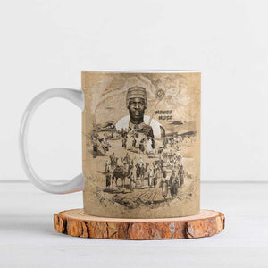 Mansa Musa Ceramic Mug Sepia Map Historic Pilgrimage Empire Expedition 1324 African Royalty Legacy - African Pride