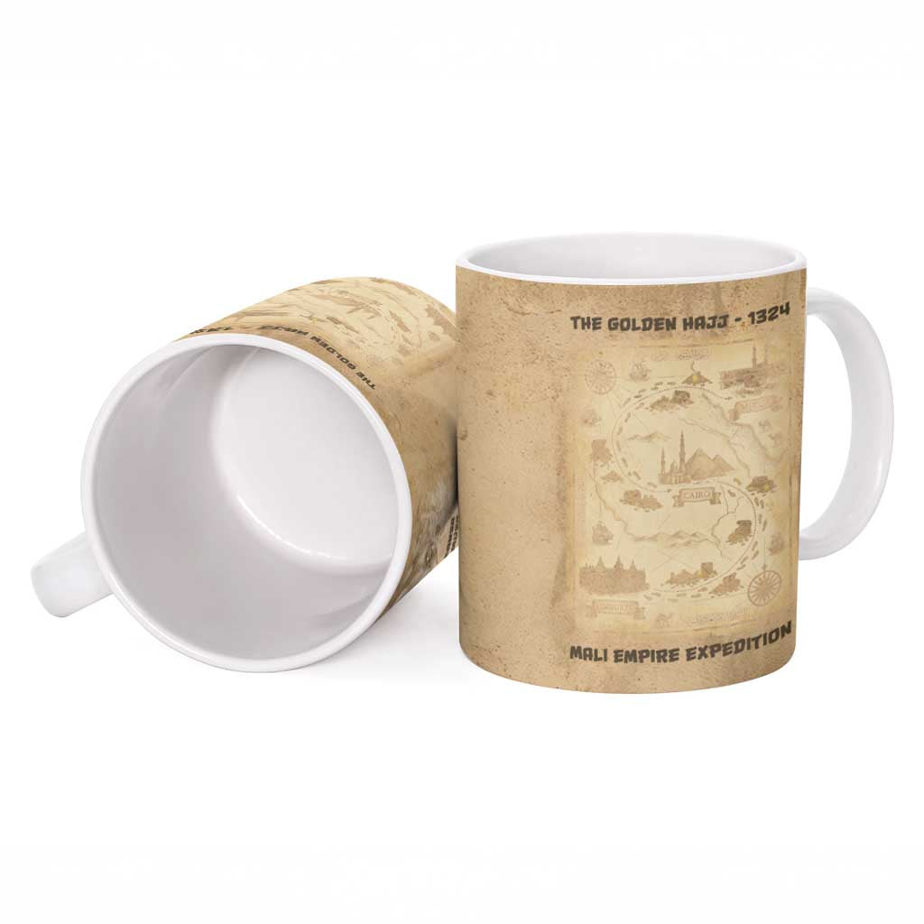 Mansa Musa Ceramic Mug Sepia Map Historic Pilgrimage Empire Expedition 1324 African Royalty Legacy - African Pride