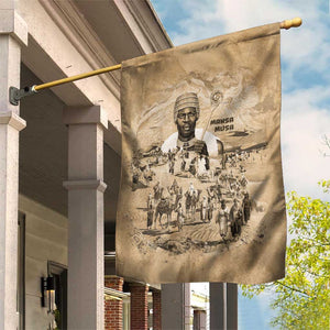Mansa Musa Garden Flag Sepia Map Historic Pilgrimage Empire Expedition 1324 African Royalty Legacy - African Pride