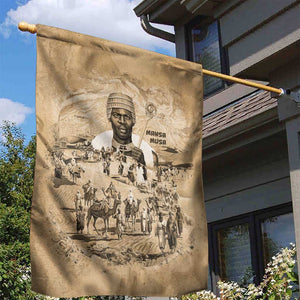 Mansa Musa Garden Flag Sepia Map Historic Pilgrimage Empire Expedition 1324 African Royalty Legacy - African Pride