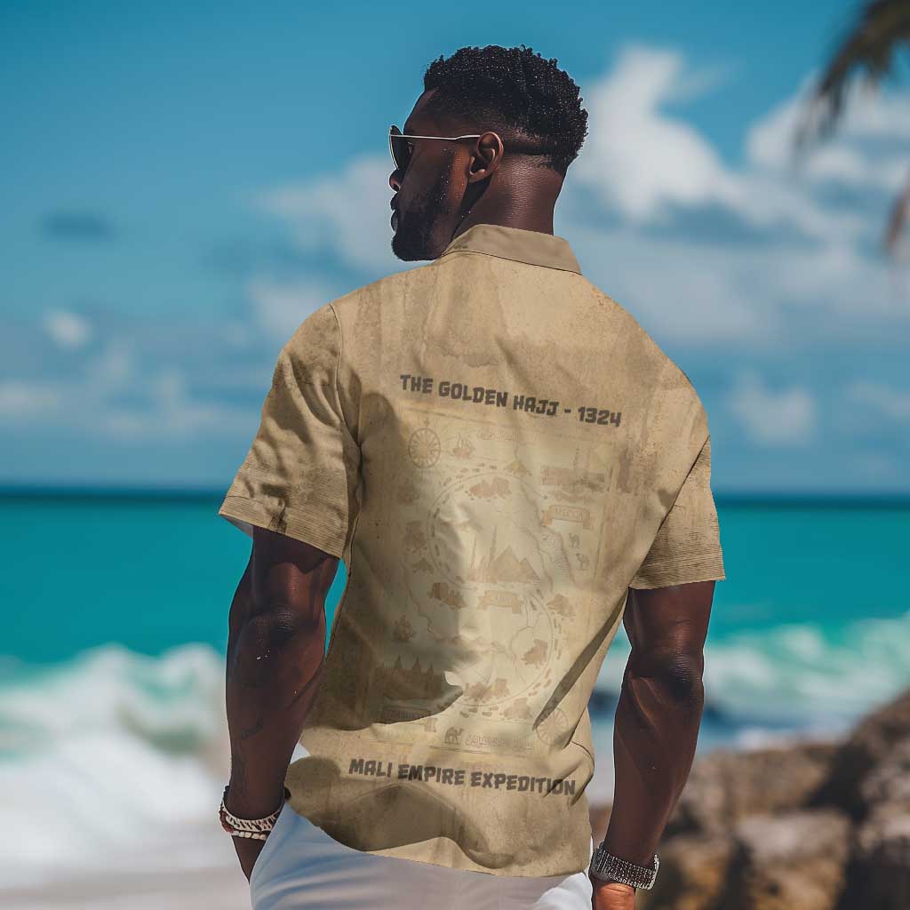 Mansa Musa Hawaiian Shirt Sepia Map Historic Pilgrimage Empire Expedition 1324 African Royalty Legacy - African Pride