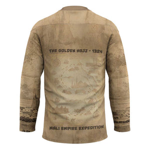 Mansa Musa Hockey Jersey Sepia Map Historic Pilgrimage Empire Expedition 1324 African Royalty Legacy - African Pride