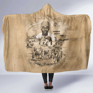 Mansa Musa Hooded Blanket Sepia Map Historic Pilgrimage Empire Expedition 1324 African Royalty Legacy - African Pride