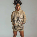 Mansa Musa Hoodie Dress Sepia Map Historic Pilgrimage Empire Expedition 1324 African Royalty Legacy - African Pride