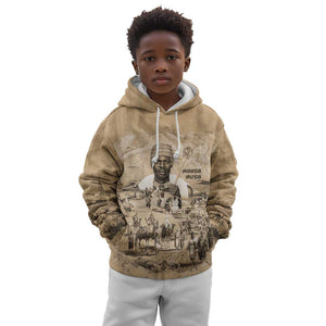Mansa Musa Kid Hoodie Sepia Map Historic Pilgrimage Empire Expedition 1324 African Royalty Legacy - African Pride