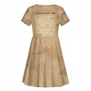 Mansa Musa Kid Short Sleeve Dress Sepia Map Historic Pilgrimage Empire Expedition 1324 African Royalty Legacy - African Pride