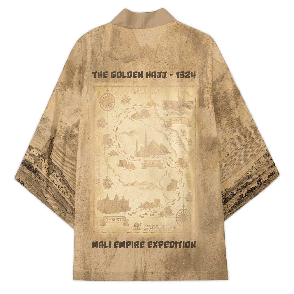 Mansa Musa Kimono Sepia Map Historic Pilgrimage Empire Expedition 1324 African Royalty Legacy - African Pride