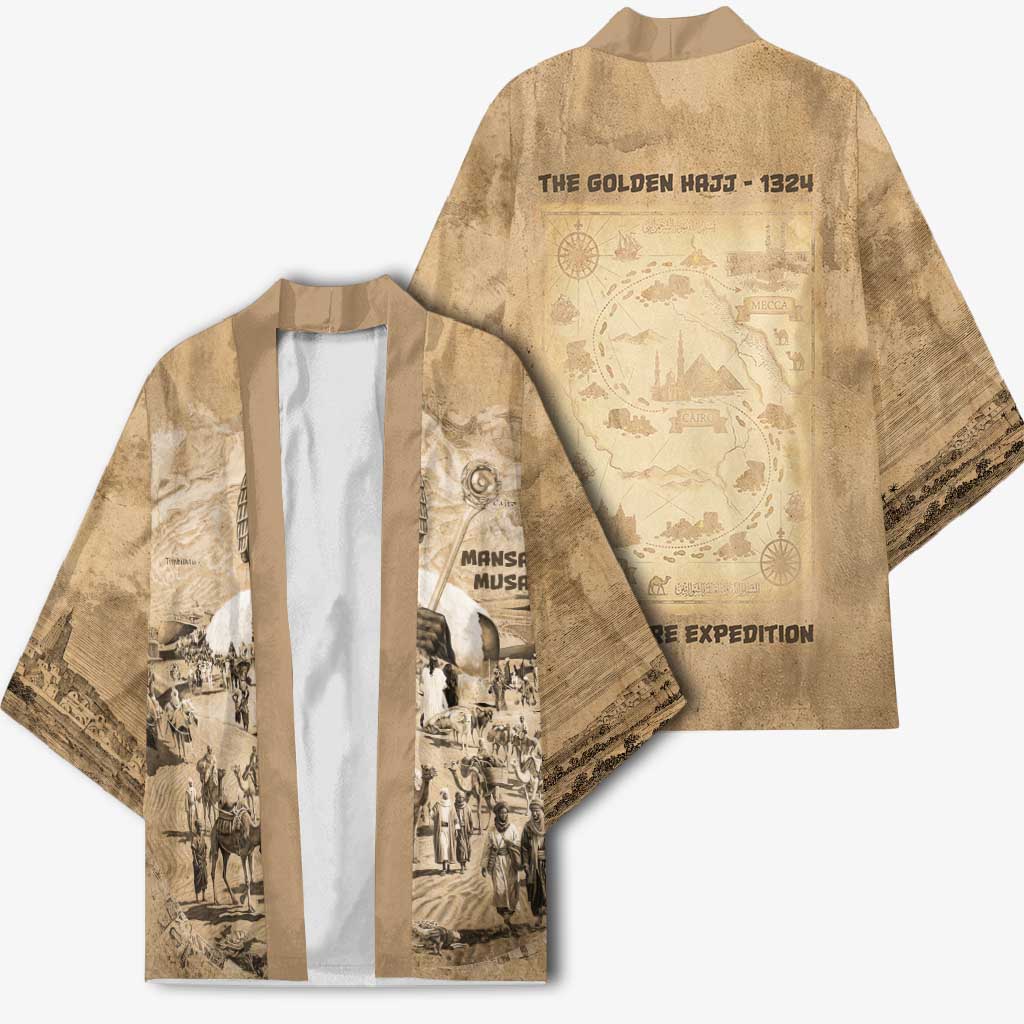 Mansa Musa Kimono Sepia Map Historic Pilgrimage Empire Expedition 1324 African Royalty Legacy - African Pride