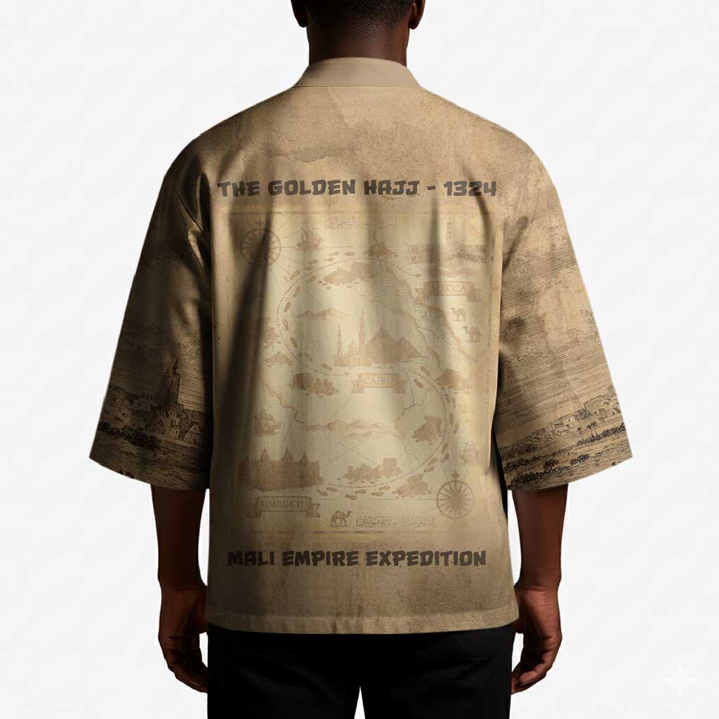 Mansa Musa Kimono Sepia Map Historic Pilgrimage Empire Expedition 1324 African Royalty Legacy - African Pride