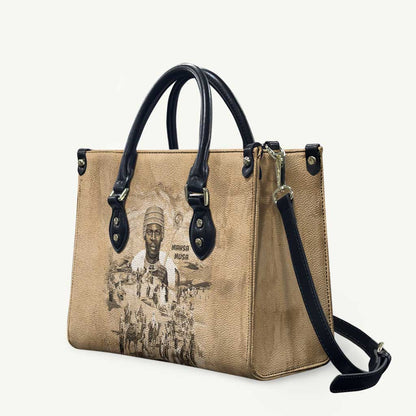 Mansa Musa Leather Bag Sepia Map Historic Pilgrimage Empire Expedition 1324 African Royalty Legacy - African Pride