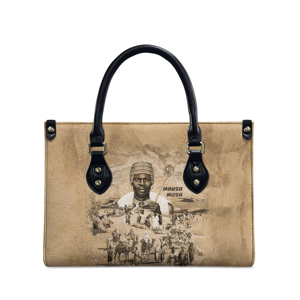 Mansa Musa Leather Bag Sepia Map Historic Pilgrimage Empire Expedition 1324 African Royalty Legacy - African Pride