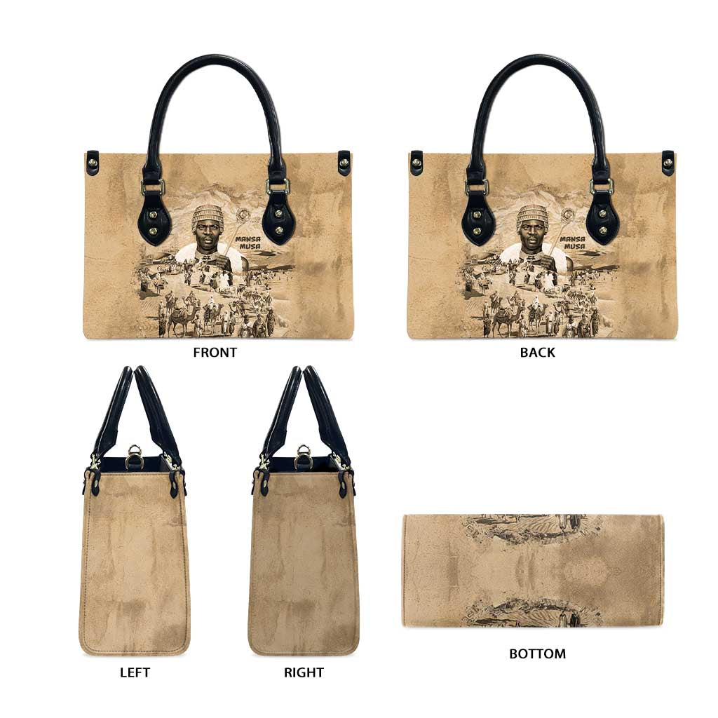 Mansa Musa Leather Bag Sepia Map Historic Pilgrimage Empire Expedition 1324 African Royalty Legacy - African Pride