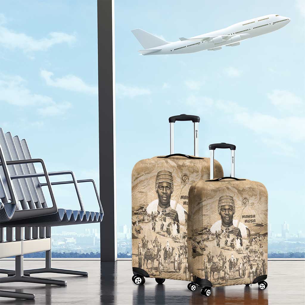 Mansa Musa Luggage Cover Sepia Map Historic Pilgrimage Empire Expedition 1324 African Royalty Legacy - African Pride