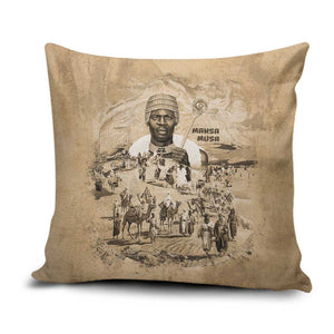 Mansa Musa Pillow Cover Sepia Map Historic Pilgrimage Empire Expedition 1324 African Royalty Legacy - African Pride