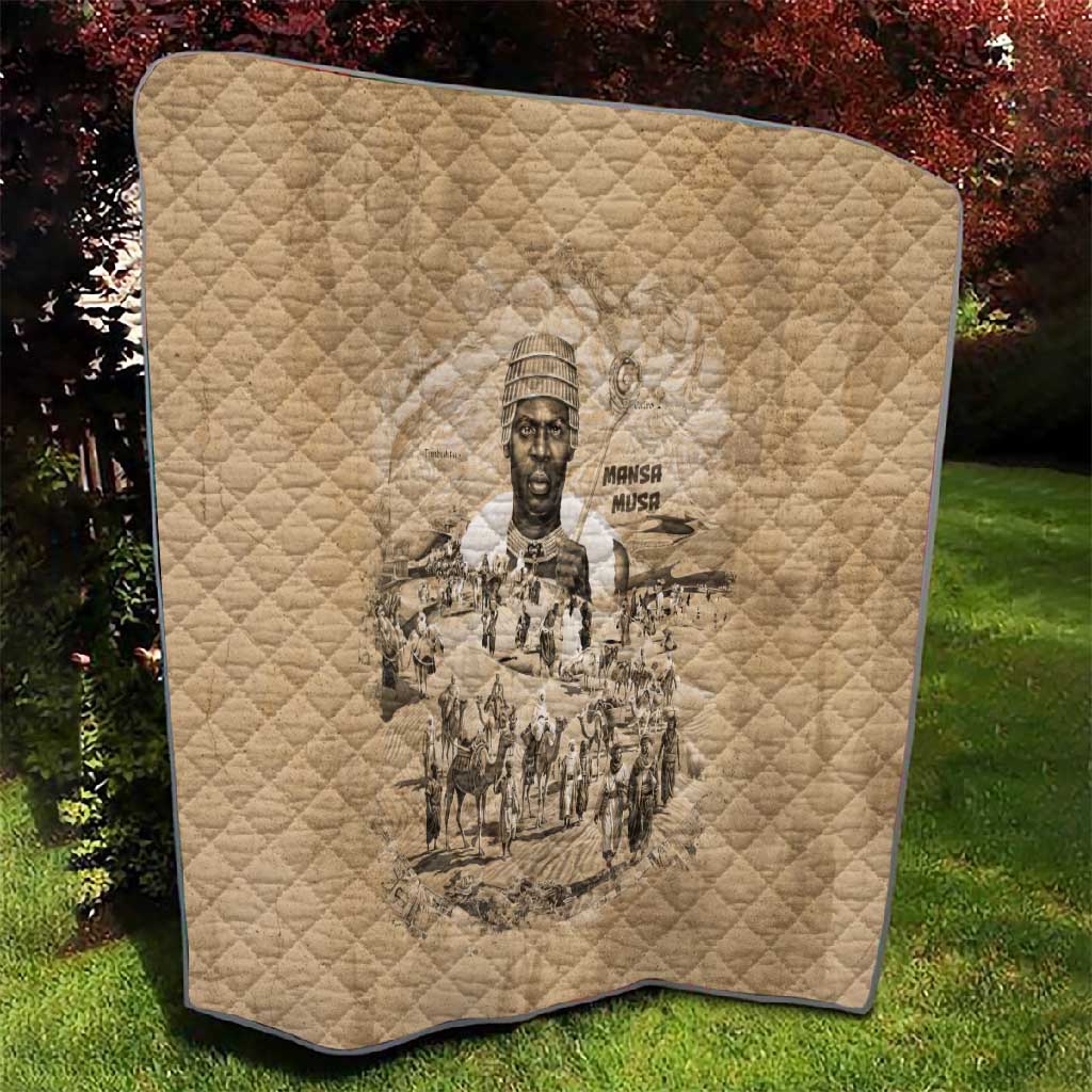 Mansa Musa Quilt Sepia Map Historic Pilgrimage Empire Expedition 1324 African Royalty Legacy - African Pride