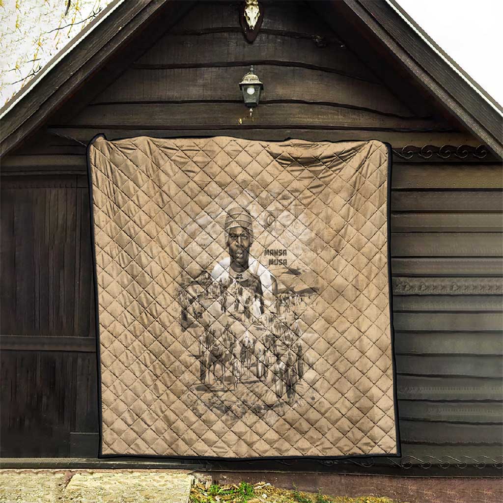 Mansa Musa Quilt Sepia Map Historic Pilgrimage Empire Expedition 1324 African Royalty Legacy - African Pride