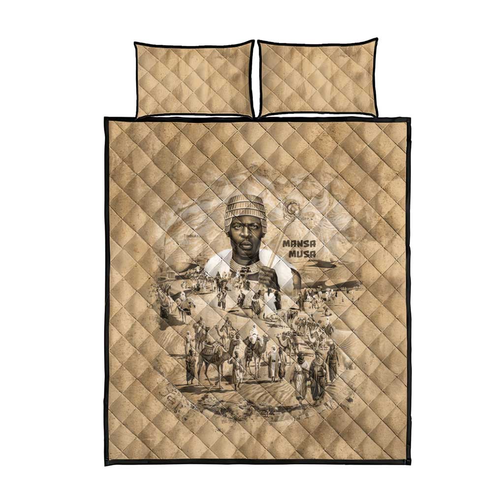 Mansa Musa Quilt Bed Set Sepia Map Historic Pilgrimage Empire Expedition 1324 African Royalty Legacy - African Pride