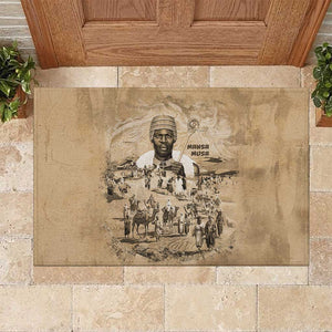 Mansa Musa Rubber Doormat Sepia Map Historic Pilgrimage Empire Expedition 1324 African Royalty Legacy - African Pride