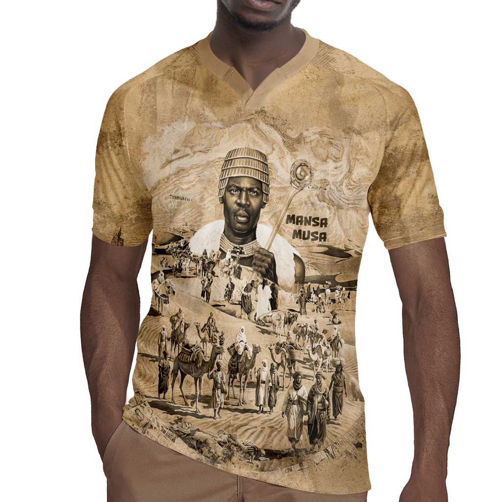 Mansa Musa Rugby Jersey Sepia Map Historic Pilgrimage Empire Expedition 1324 African Royalty Legacy - African Pride