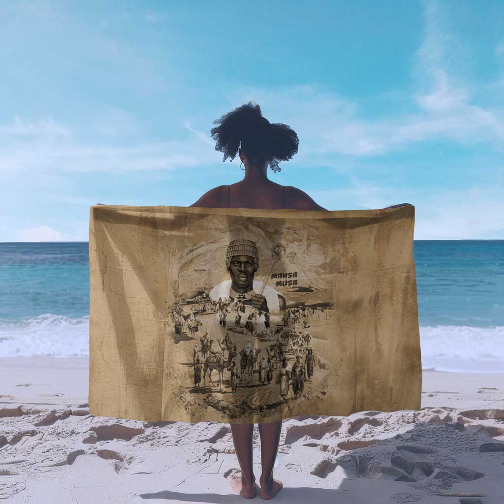 Mansa Musa Sarong Sepia Map Historic Pilgrimage Empire Expedition 1324 African Royalty Legacy - African Pride
